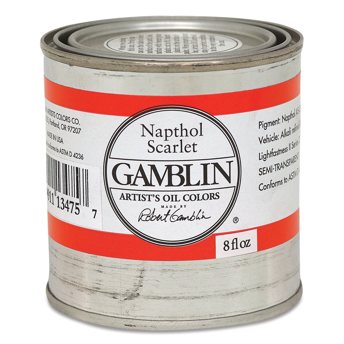 Gamblin Artist&#x27;s Oil Color - Naphthol Scarlet, 8 oz Can