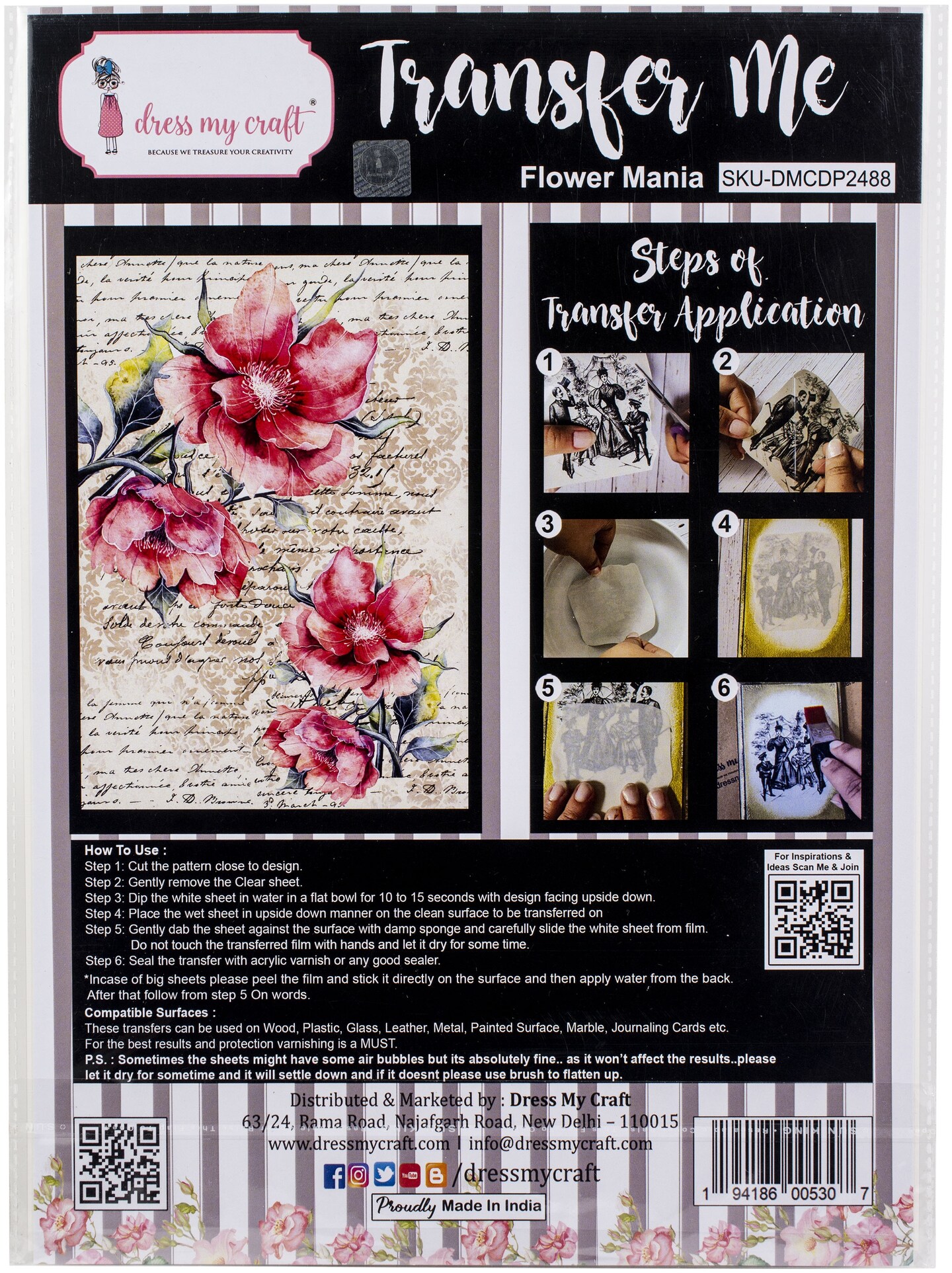 Dress My Craft Transfer Me Sheet A4Flower Mania Michaels