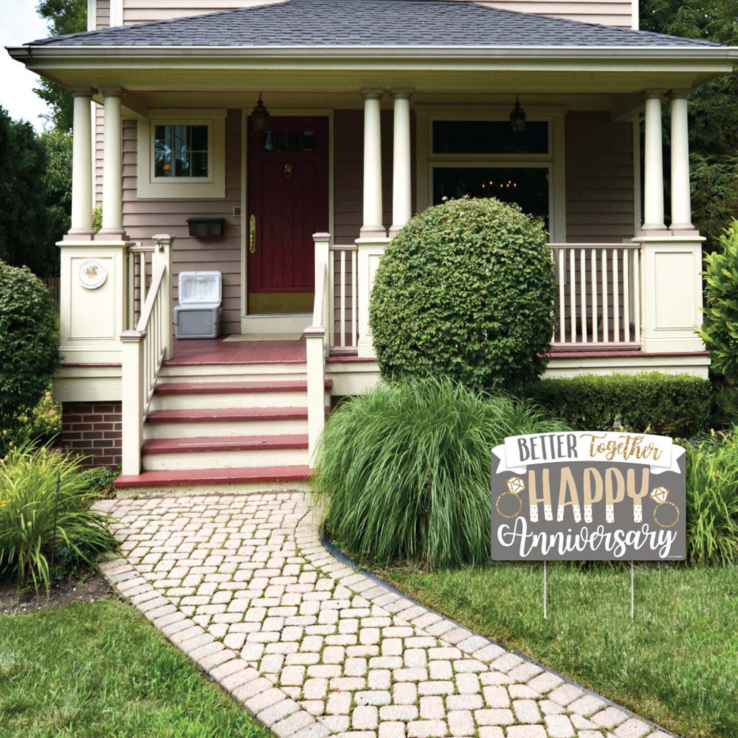 Big Dot of Happiness Happy Anniversary - Gold and Silver Wedding Anniversary Yard Sign Lawn Decorations - Better Together Party Yardy Sign