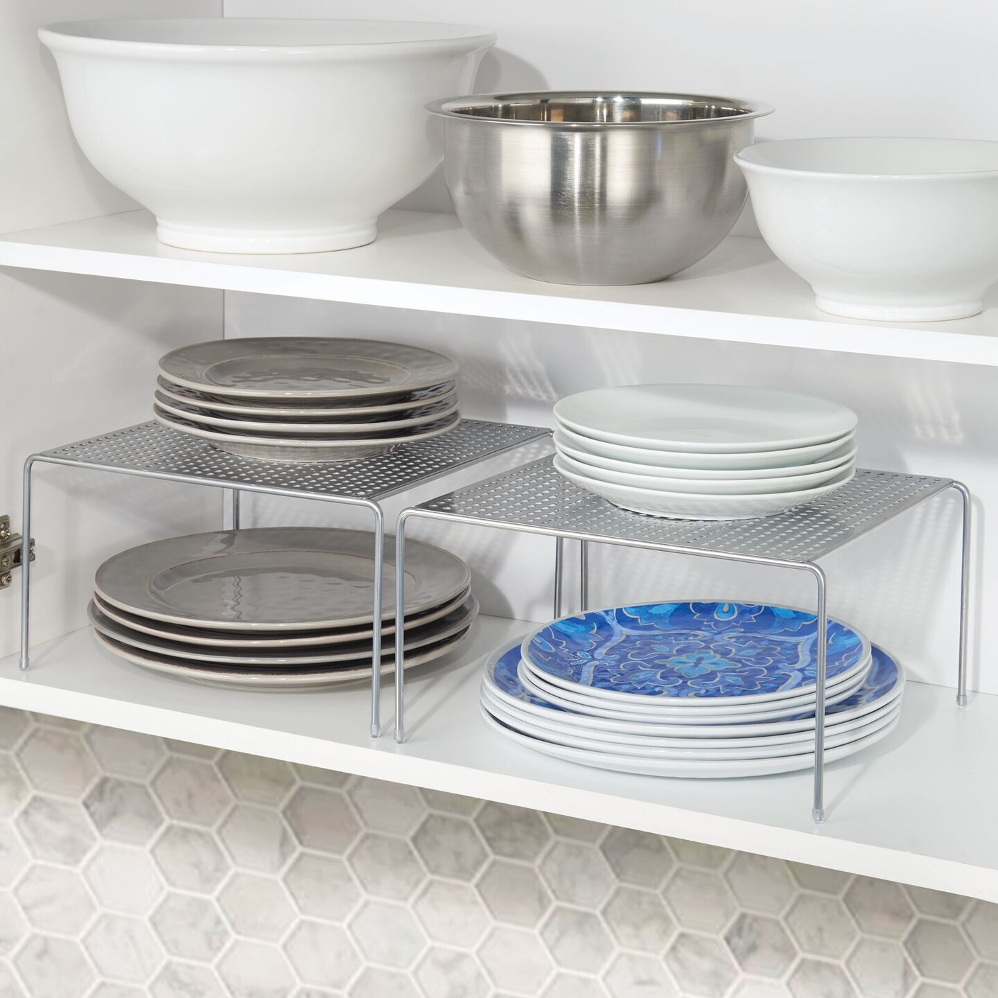 mDesign Metal Square Kitchen Organizer Storage Shelves