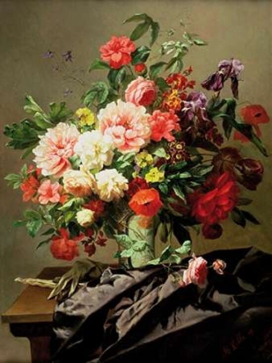 Peonies Poppies and Roses Poster Print by Henri Robbe - Item # VARPDX3HR105
