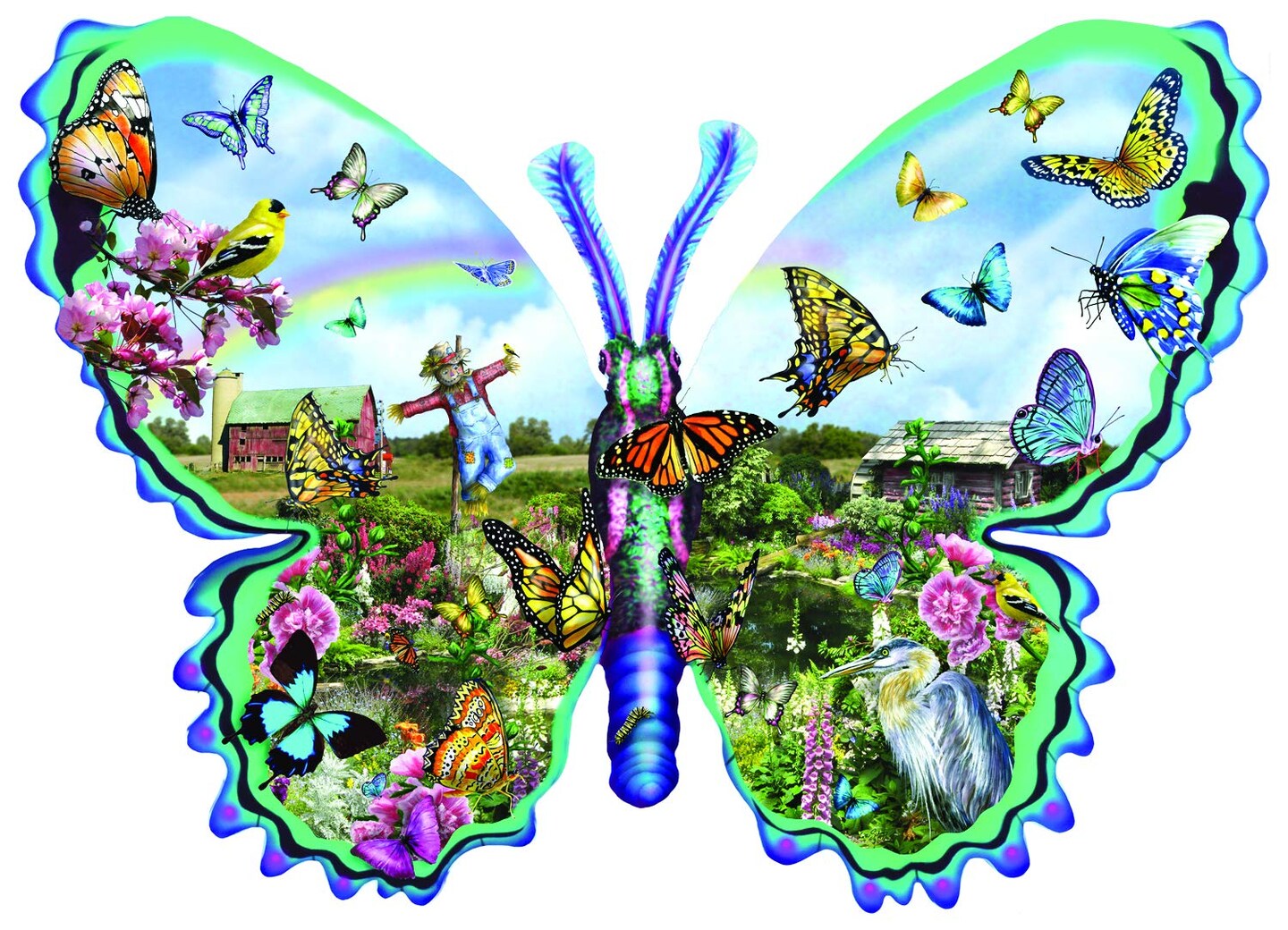 Sunsout Butterfly Farm 1000 pc Special Shape  Jigsaw Puzzle 95056
