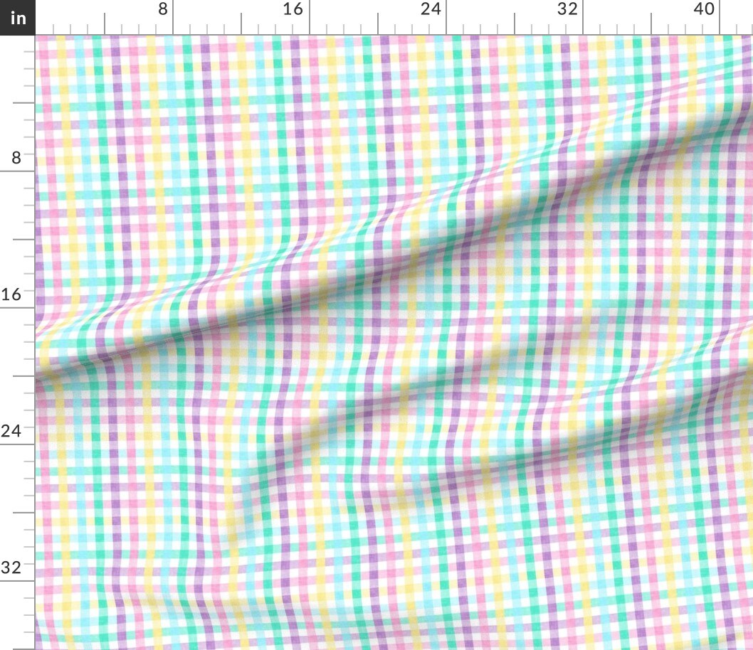 Various Fabrics by the Yard or Fat Quarter Easter Plaid Spring Egg Colors Gingham Check Pastel Rainbow Custom Printed Fabric by Spoonflower