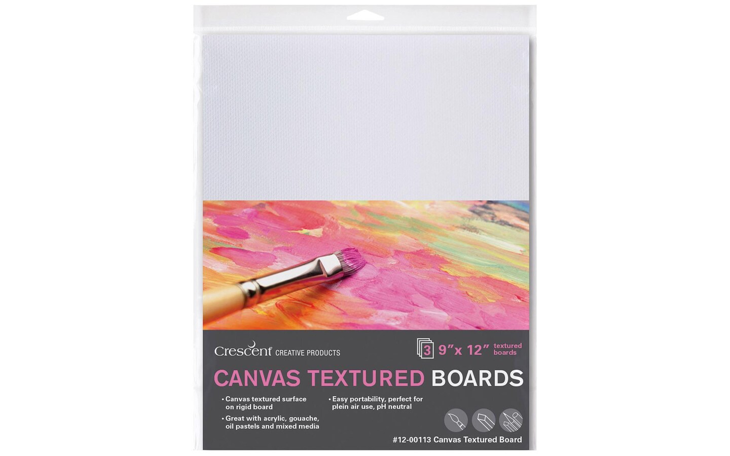 Crescent Canvas Texture Board 9x12 3/pk