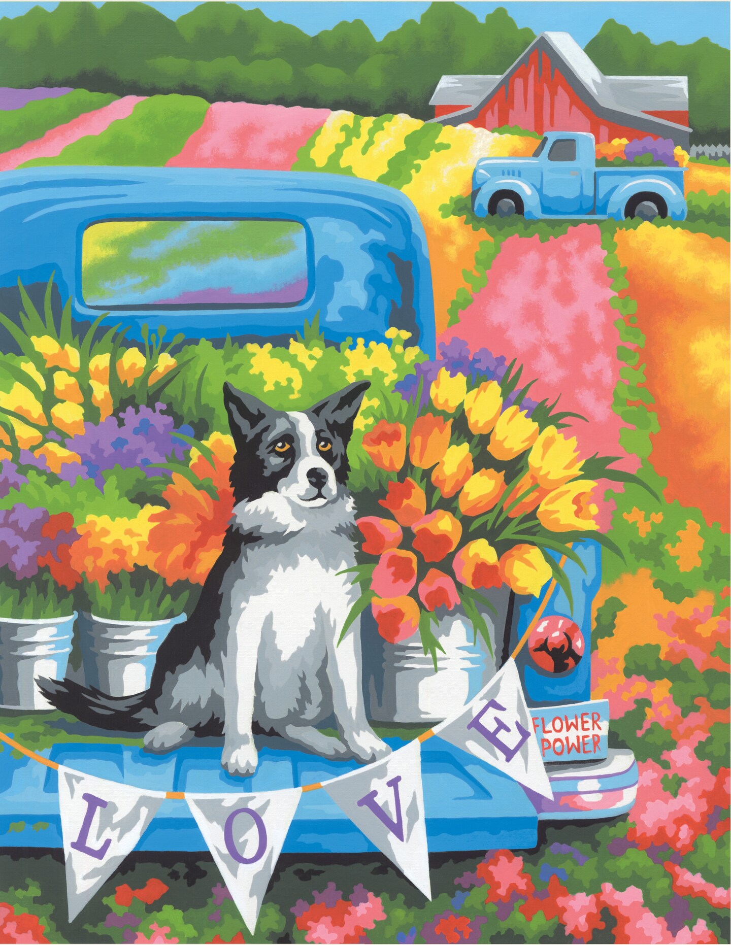 Paint Works Paint By Number Kit 11&#x22;X14&#x22;-Flower Power Dog