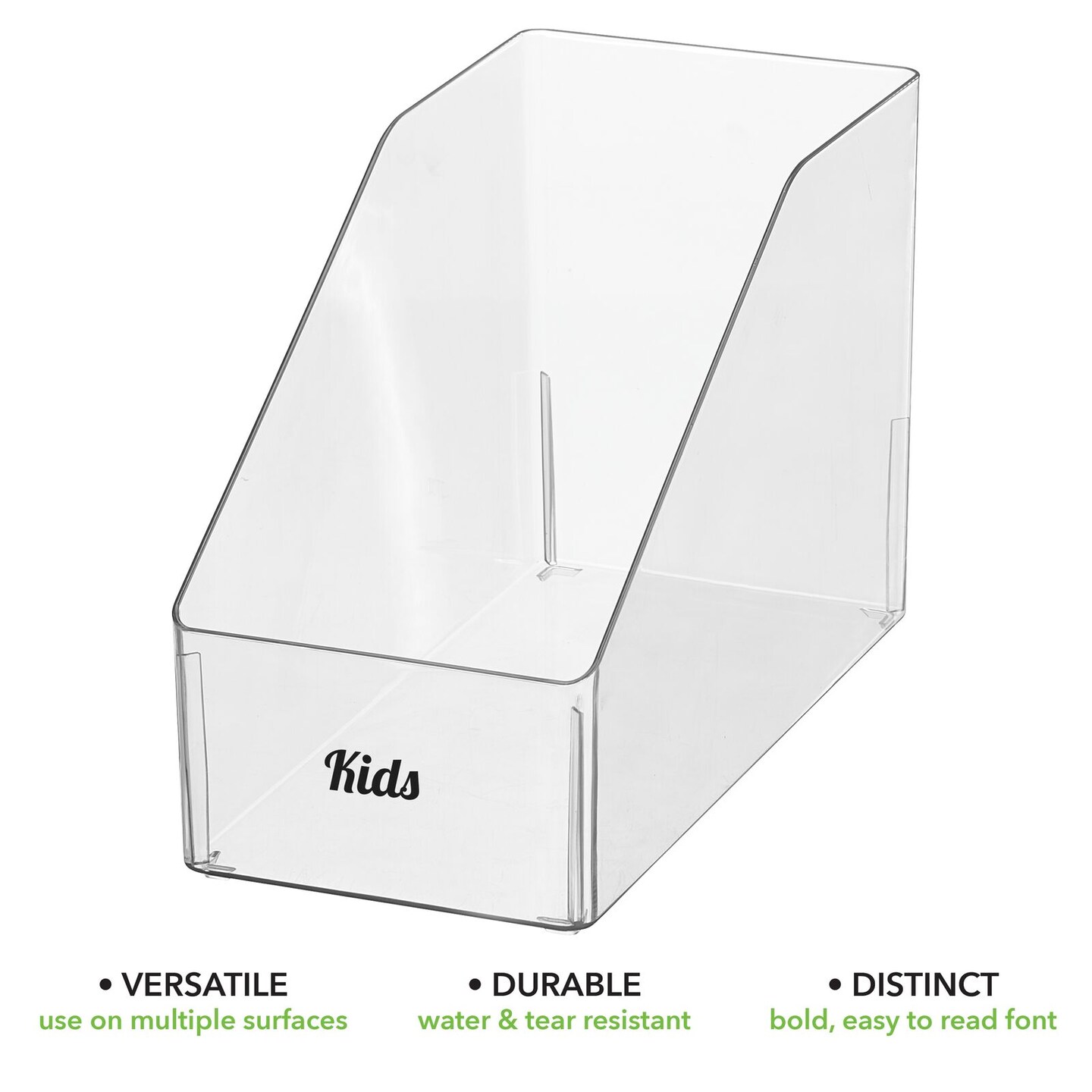 mDesign Plastic Storage Bin for Office + 32 Adhesive Labels