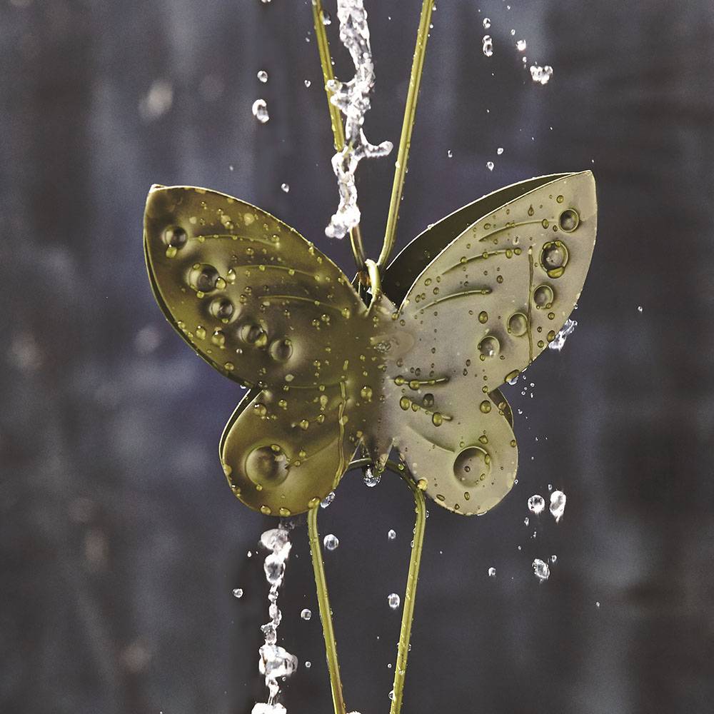 TAG Decorative Rain Chain Soothing Sounds Butterfly Moss Green Iron