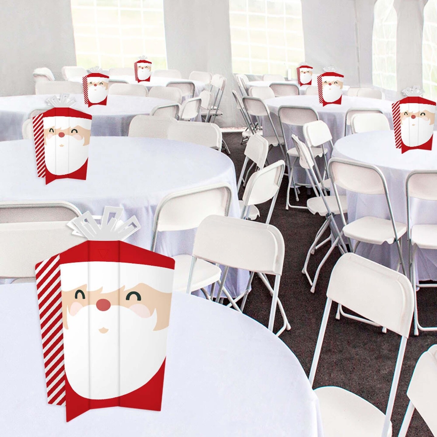 Big Dot of Happiness Jolly Santa Claus - Table Decorations - Christmas Party Fold and Flare Centerpieces - 10 Count