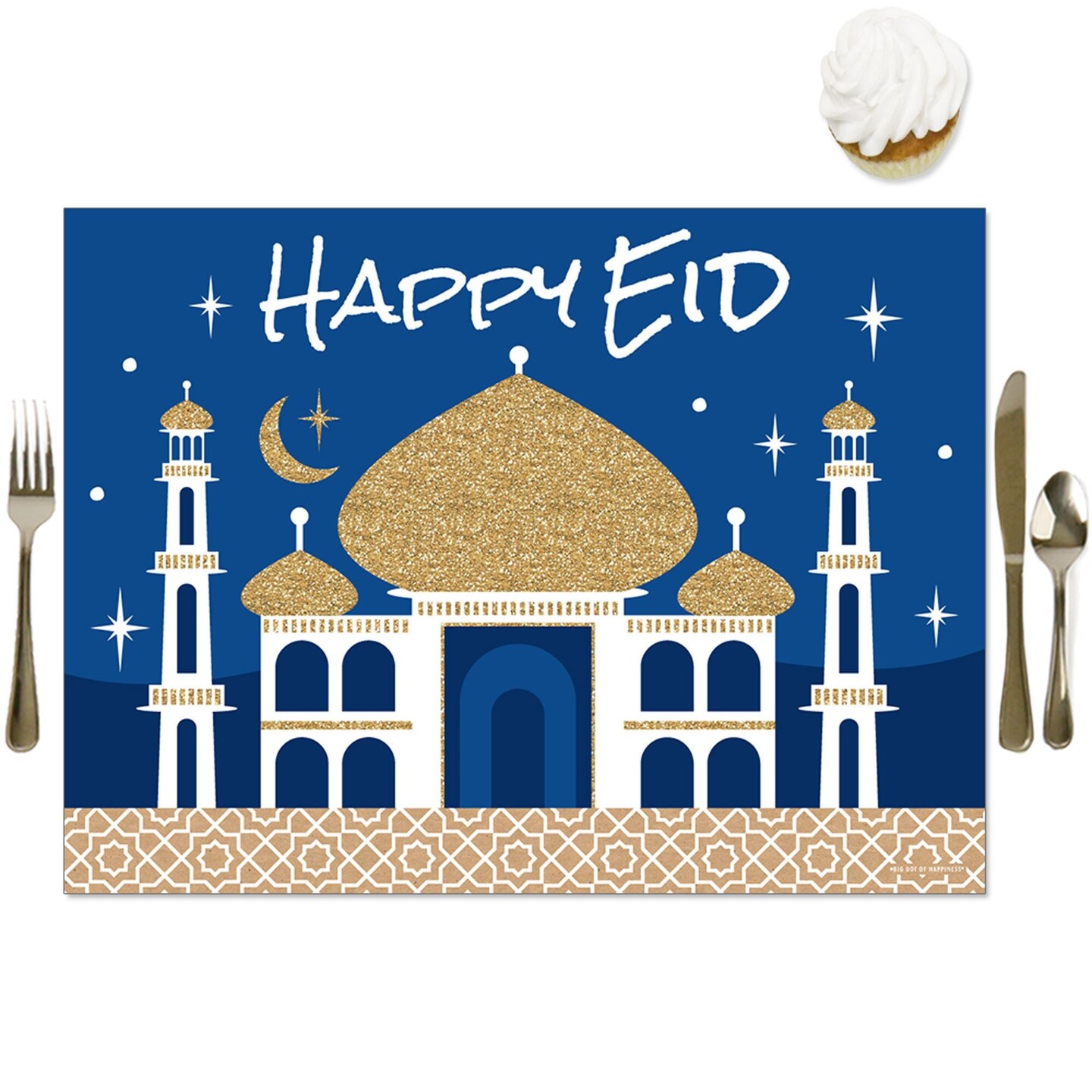 Big Dot of Happiness Eid Mubarak - Happy Eid Party Table Decorations - Ramadan Party Placemats - Set of 16