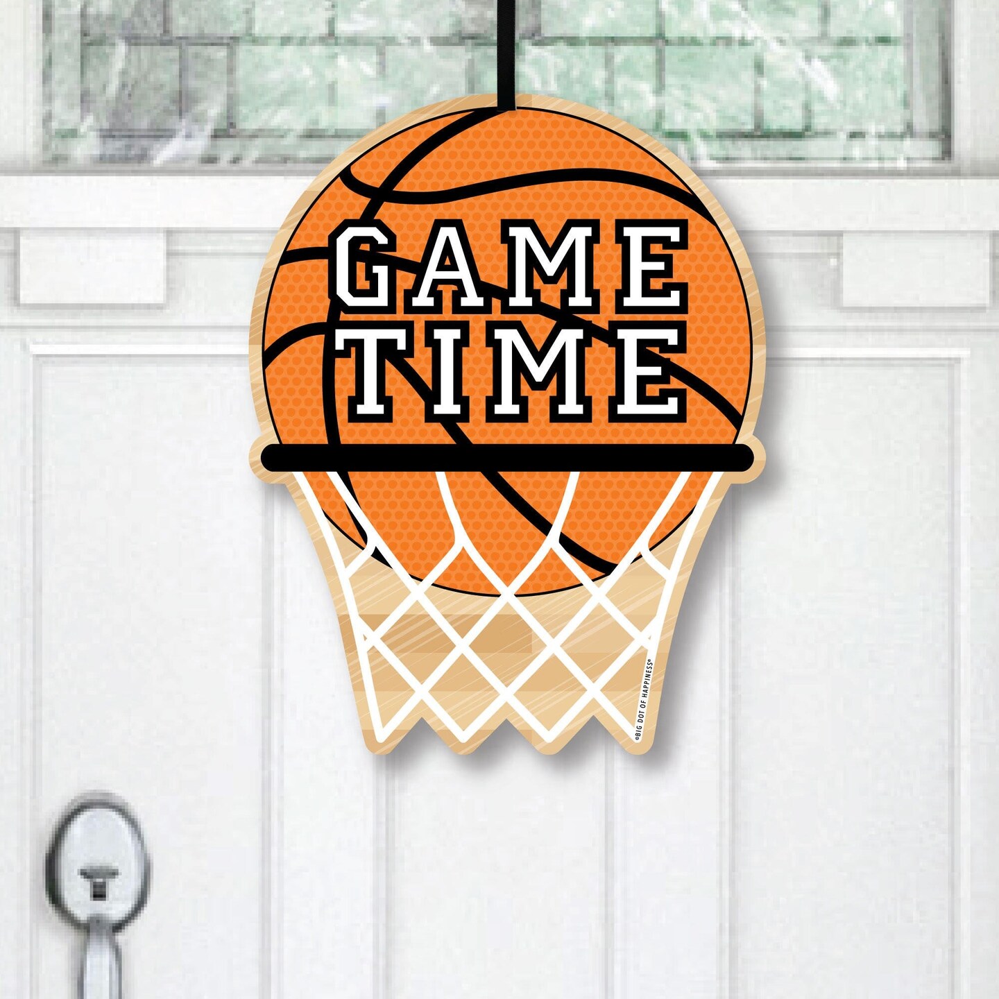 Big Dot of Happiness Nothin&#x27; But Net - Basketball - Hanging Porch Baby Shower or Birthday Party Outdoor Decorations - Front Door Decor - 1 Piece Sign