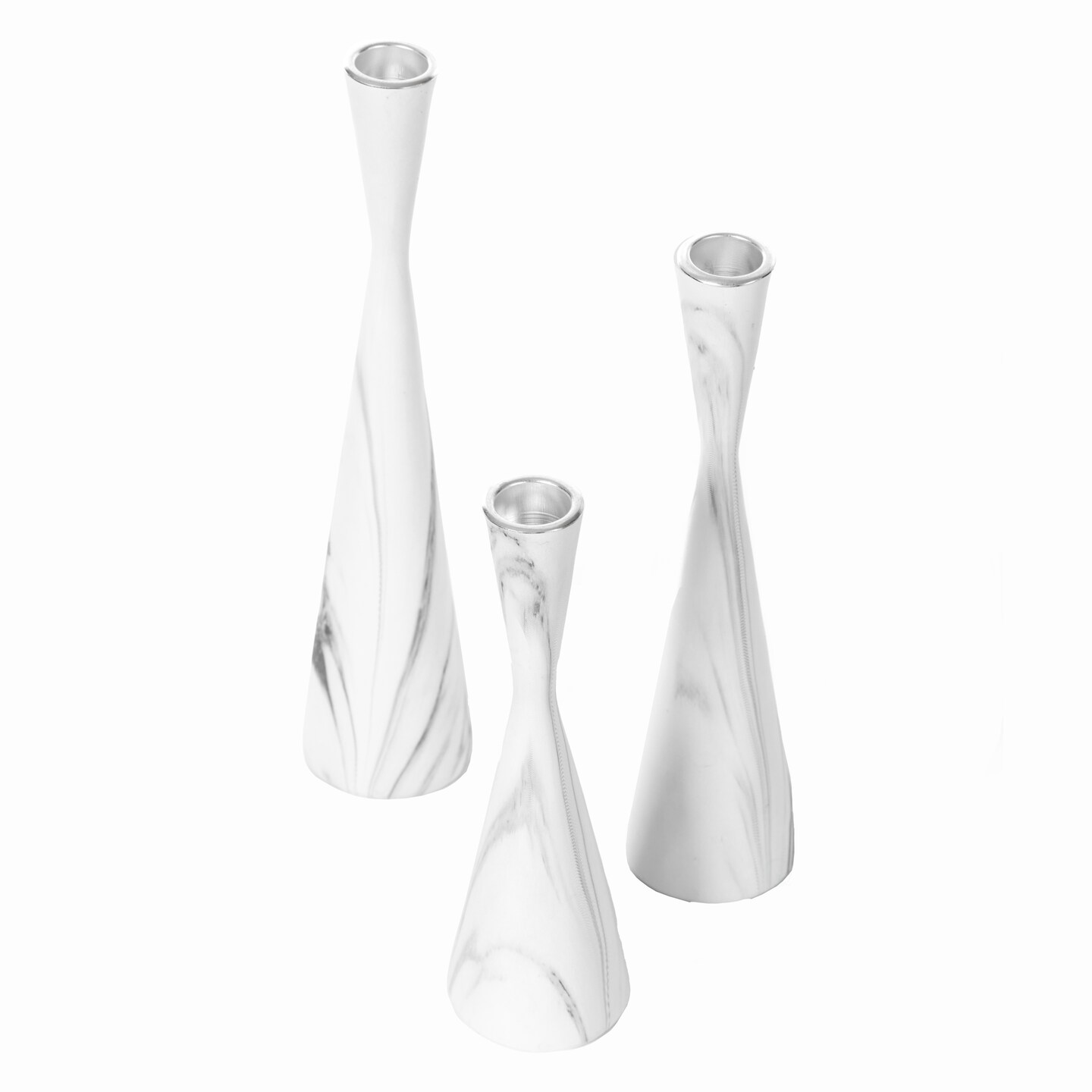 Marble Resin Candle Holders - Set of 3 Exquisite Decorative Taper Candlesticks for Luxurious Home Decor, Elegant Dining Table Centerpieces, Stylish Interior Accents, and Exclusive Event Illumination