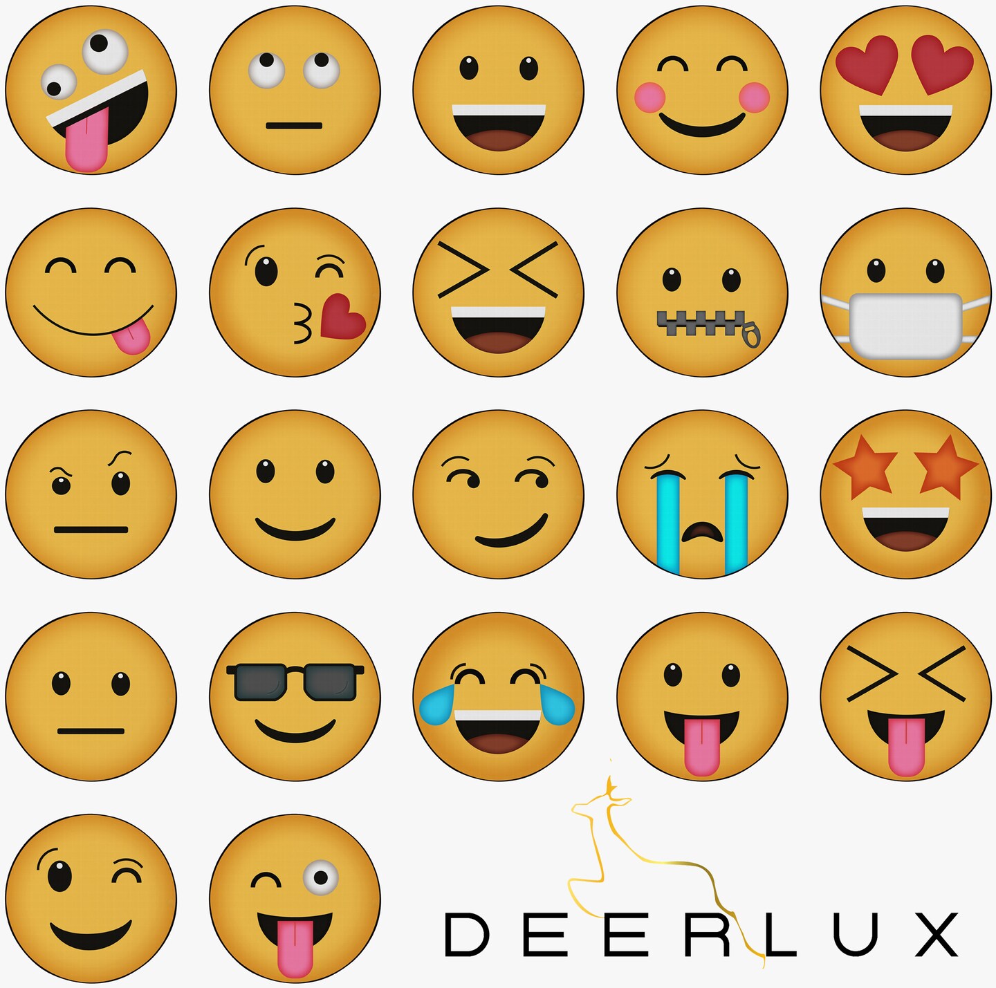 Deerlux Emoji Style Round Funny Smiley Face Kids Area Rug, Tongue Out with Closed Eyes Emoji Rug