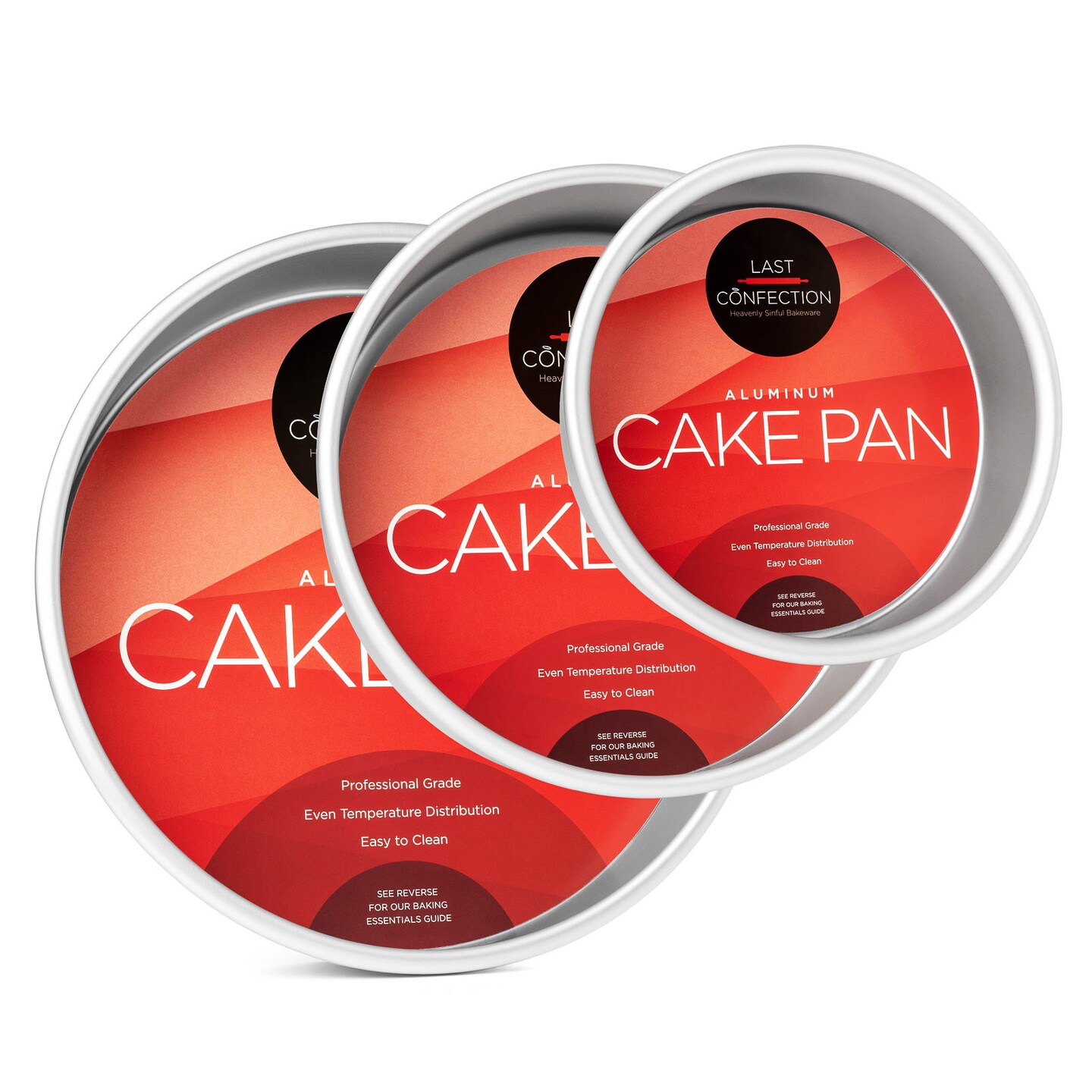 Last Confection 3-Piece Round Cake Pan Set - Includes 6", 8" and 10" Aluminum Pans 2" Deep
