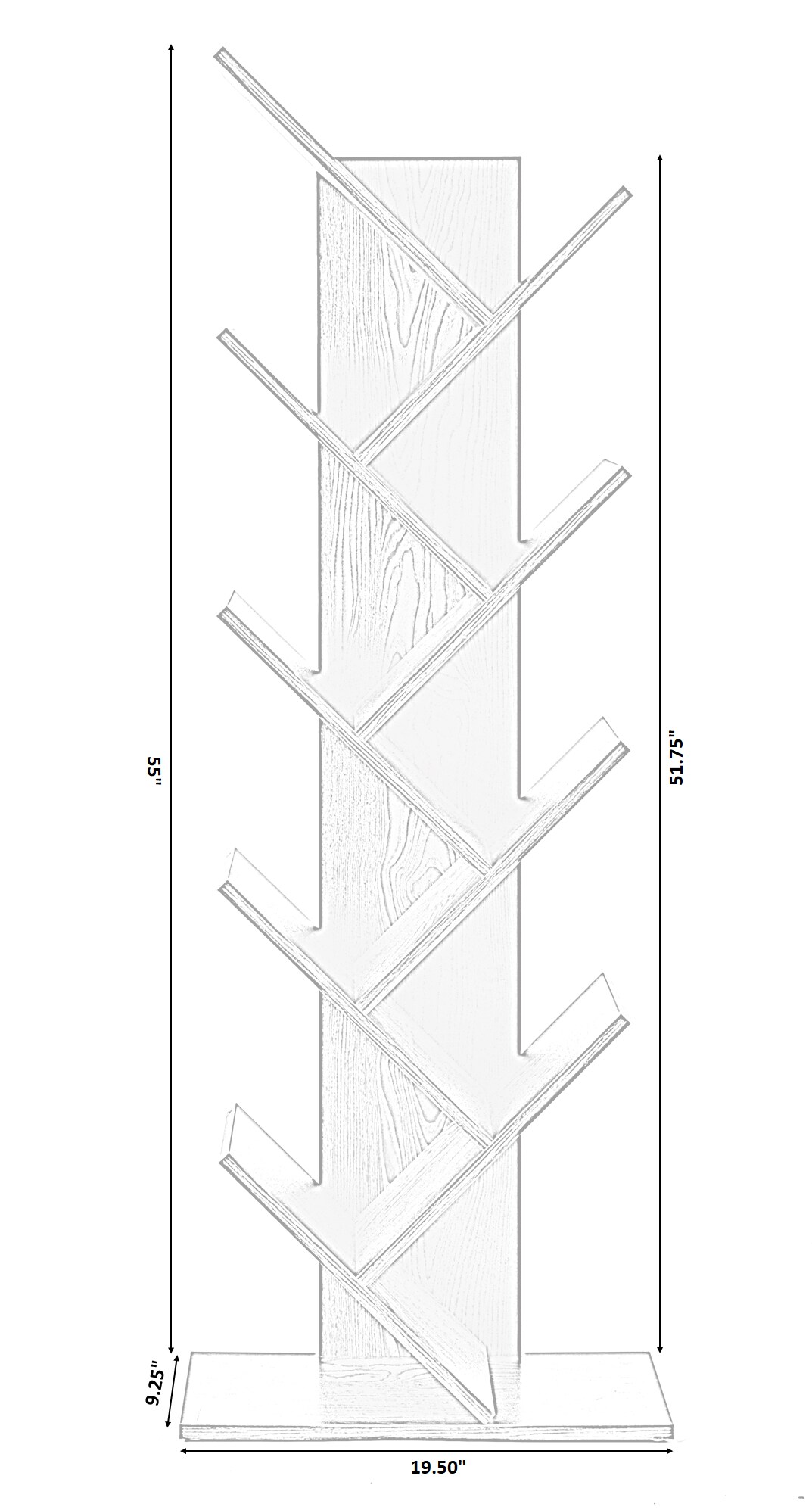 Wooden 9-Shelf Tree Magazine CD Storage Bookcase