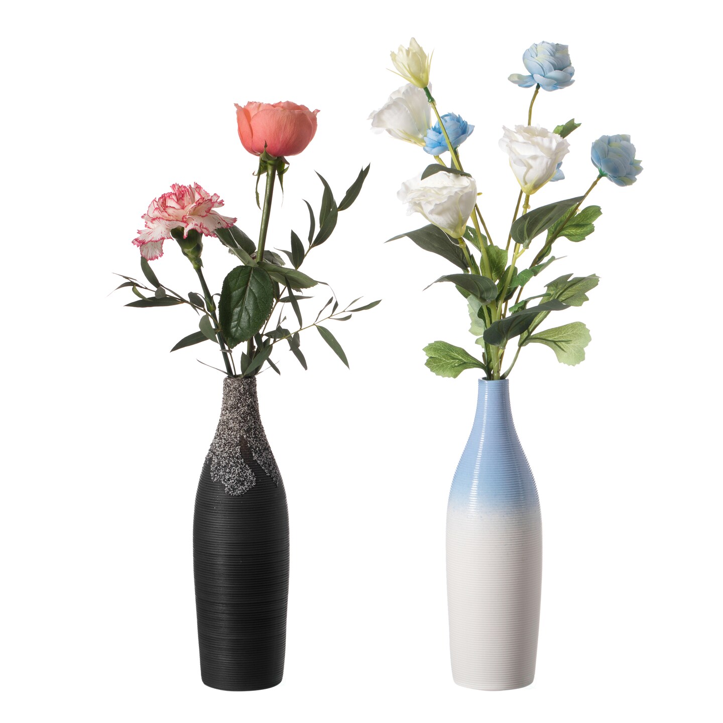 Modern Decorative Ceramic Table Vase Ripped Design Bottle Shape Flower Holder