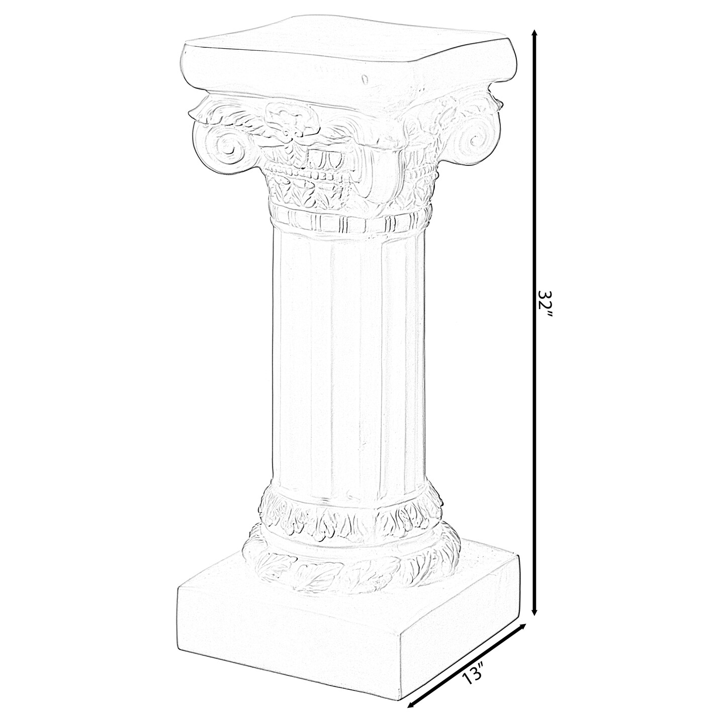 Decorative Fiberglass White Plinth Roman Style Column Ionic Piller Pedestal Vase Stand for Wedding or Party, Living Room, or Dining Room Decor - Photography Props - Sculpture Display - Greek-inspired Luxury Decor Piece with Ornate Accents