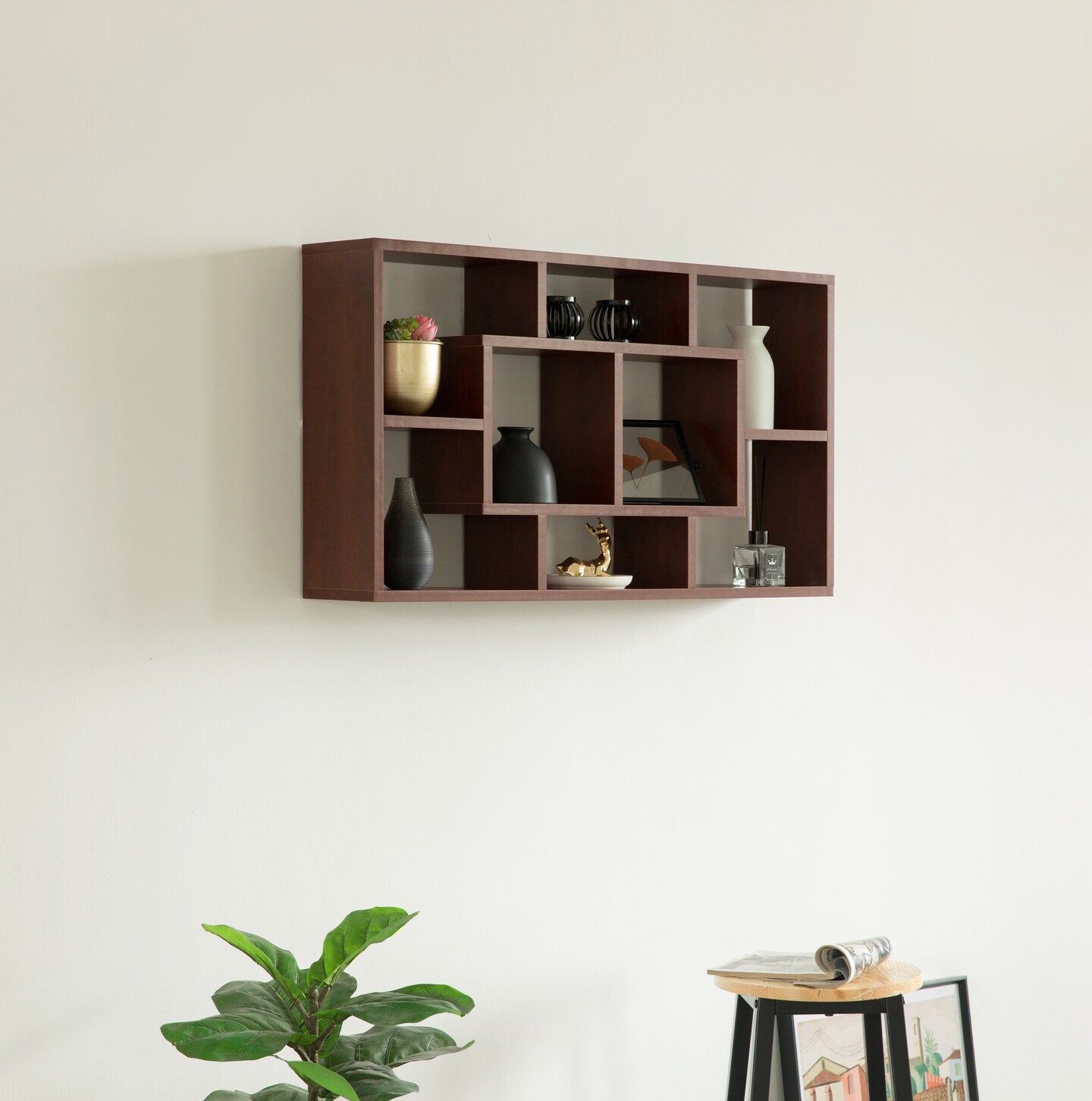 Modern 8 Tier Bookcase Wall Mount and Freestanding Storage Shelves For Decoration Display