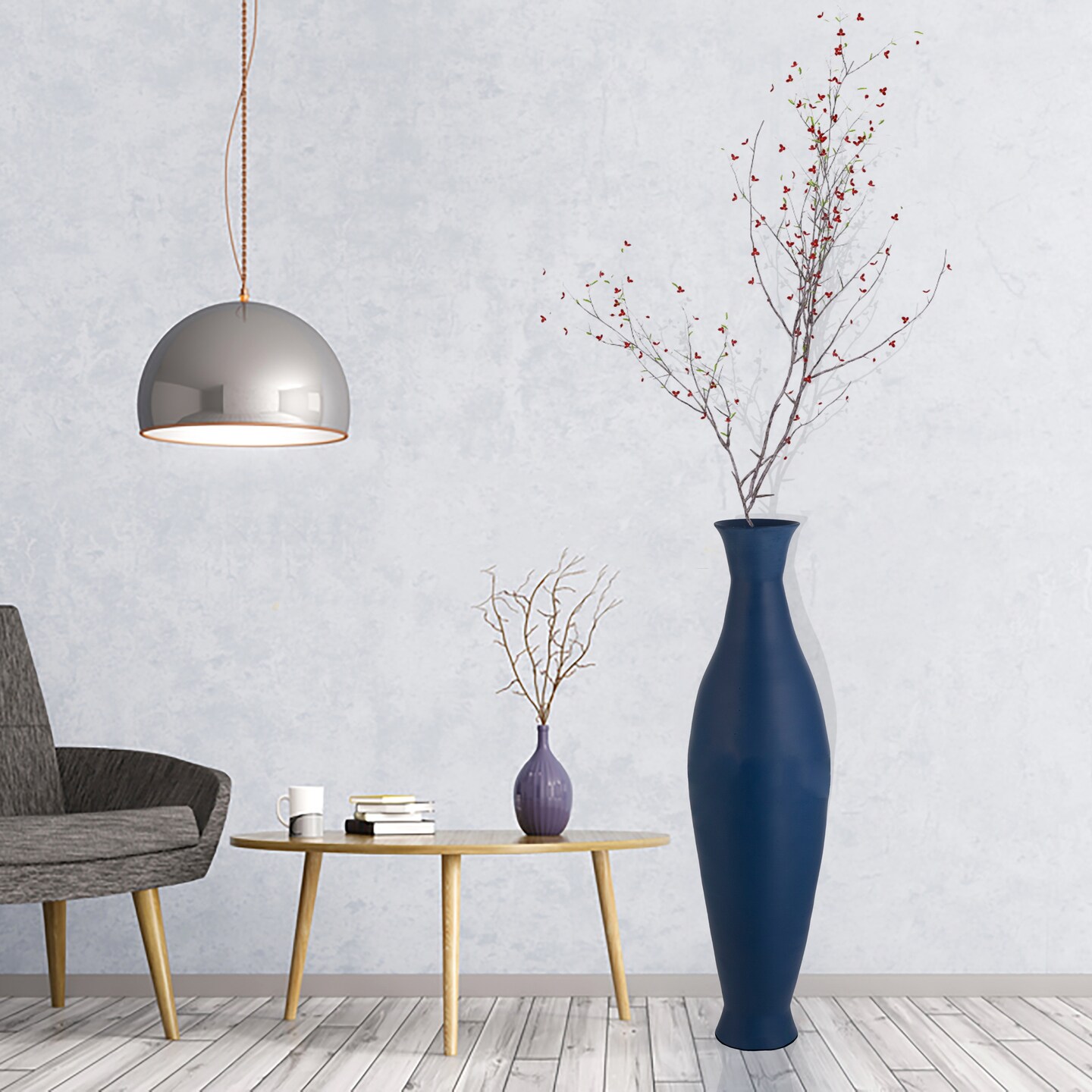 Modern Bamboo Floor Vase - Decorative 43-inch Vase for Living Room, Dining Room, or Entryway - Versatile Floral Display - Fill with Dried Branches or Flowers - Contemporary Tall Vase - Unique Bamboo Design