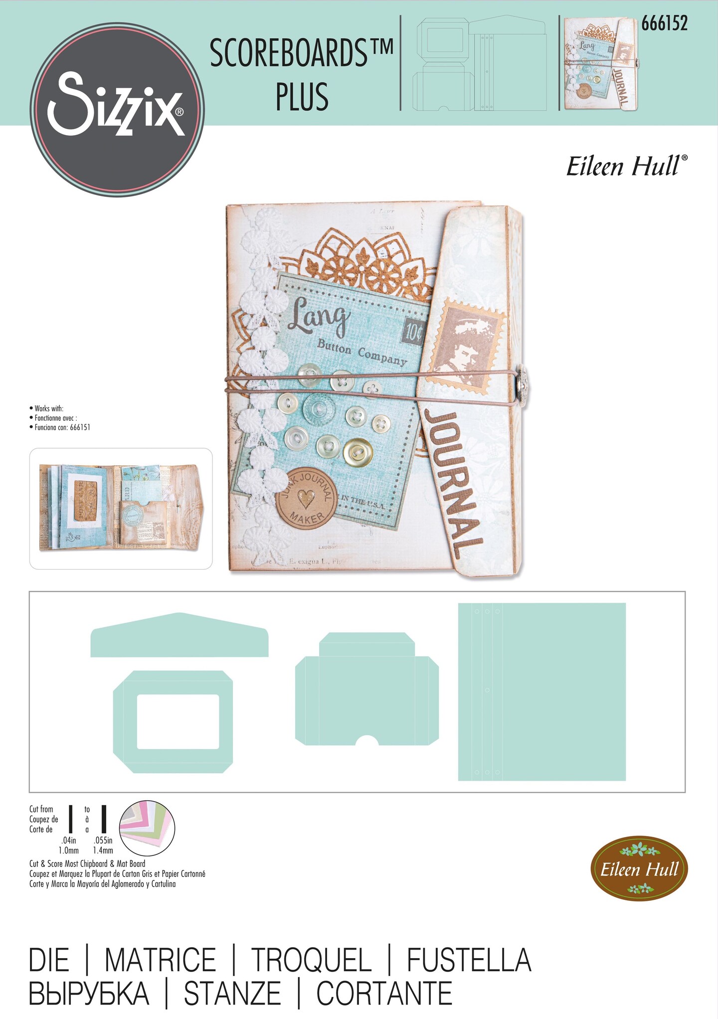 Sizzix Scoreboards Plus Die By Eileen Hull-Frame Pocket Journal