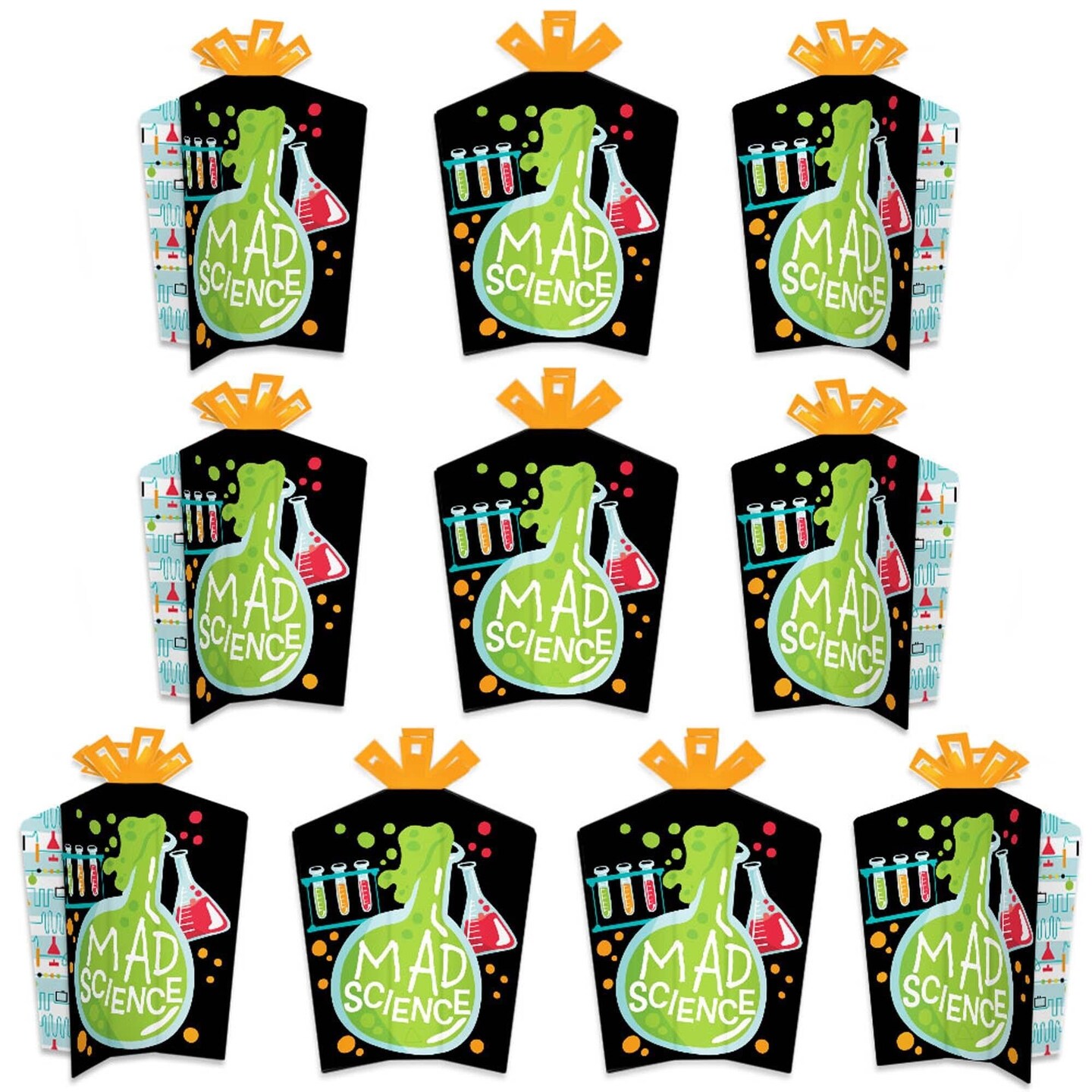 Big Dot of Happiness Scientist Lab - Table Decorations - Mad Science Baby Shower or Birthday Party Fold and Flare Centerpieces - 10 Count