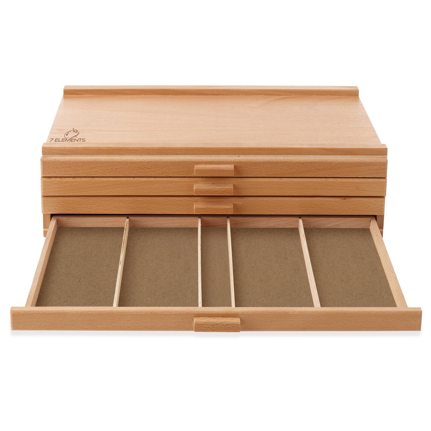 7 Elements Wooden Artist Storage Supply Box for Pastels, Pencils, Pens, Markers, Brushes and Tools