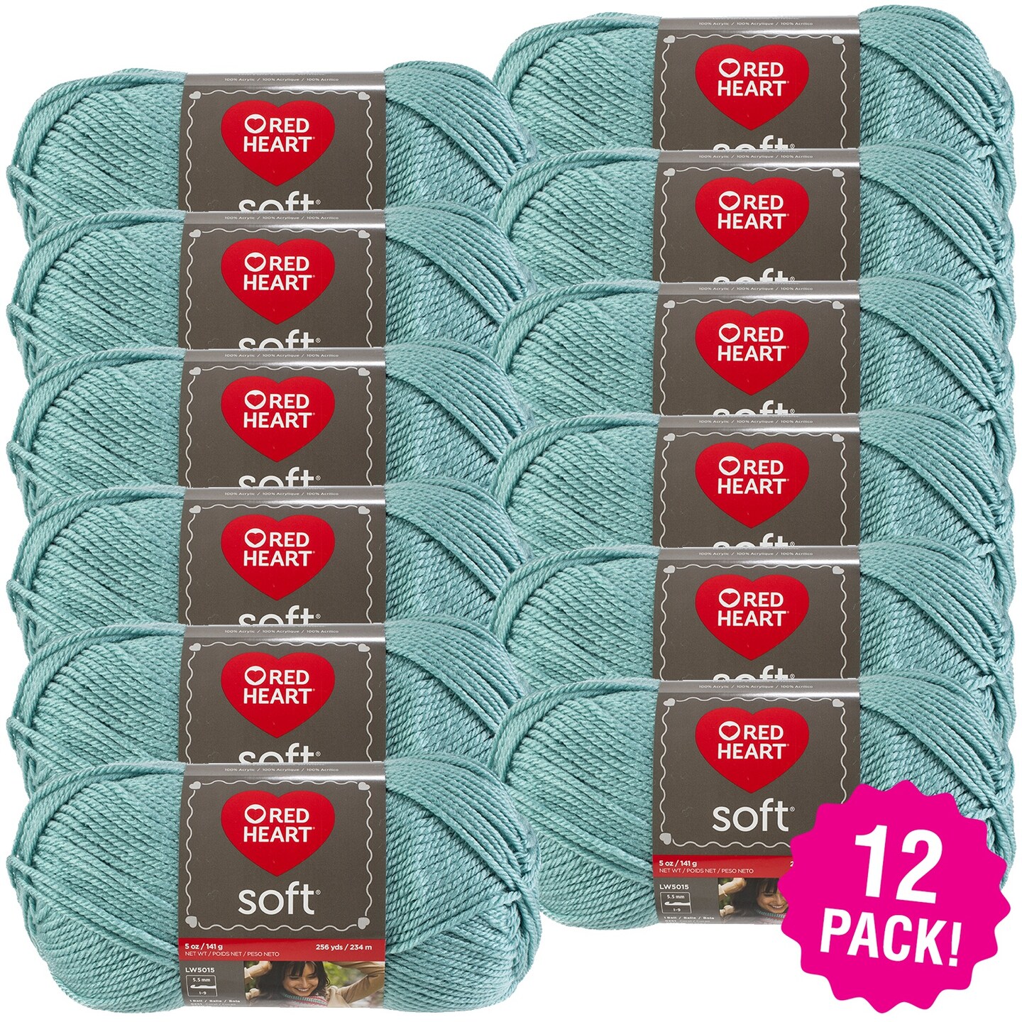 Multipack of 12 - Red Heart Soft Yarn-Seafoam