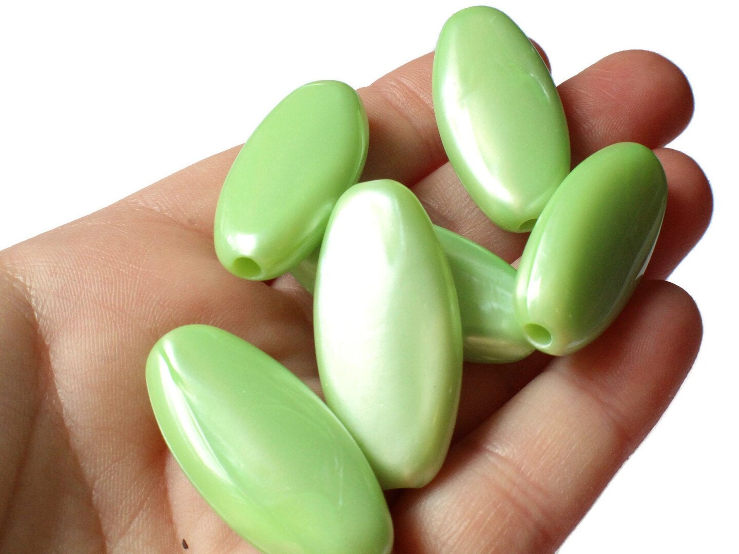 6 35mm Green Flat Oval Vintage Lucite Beads Michaels