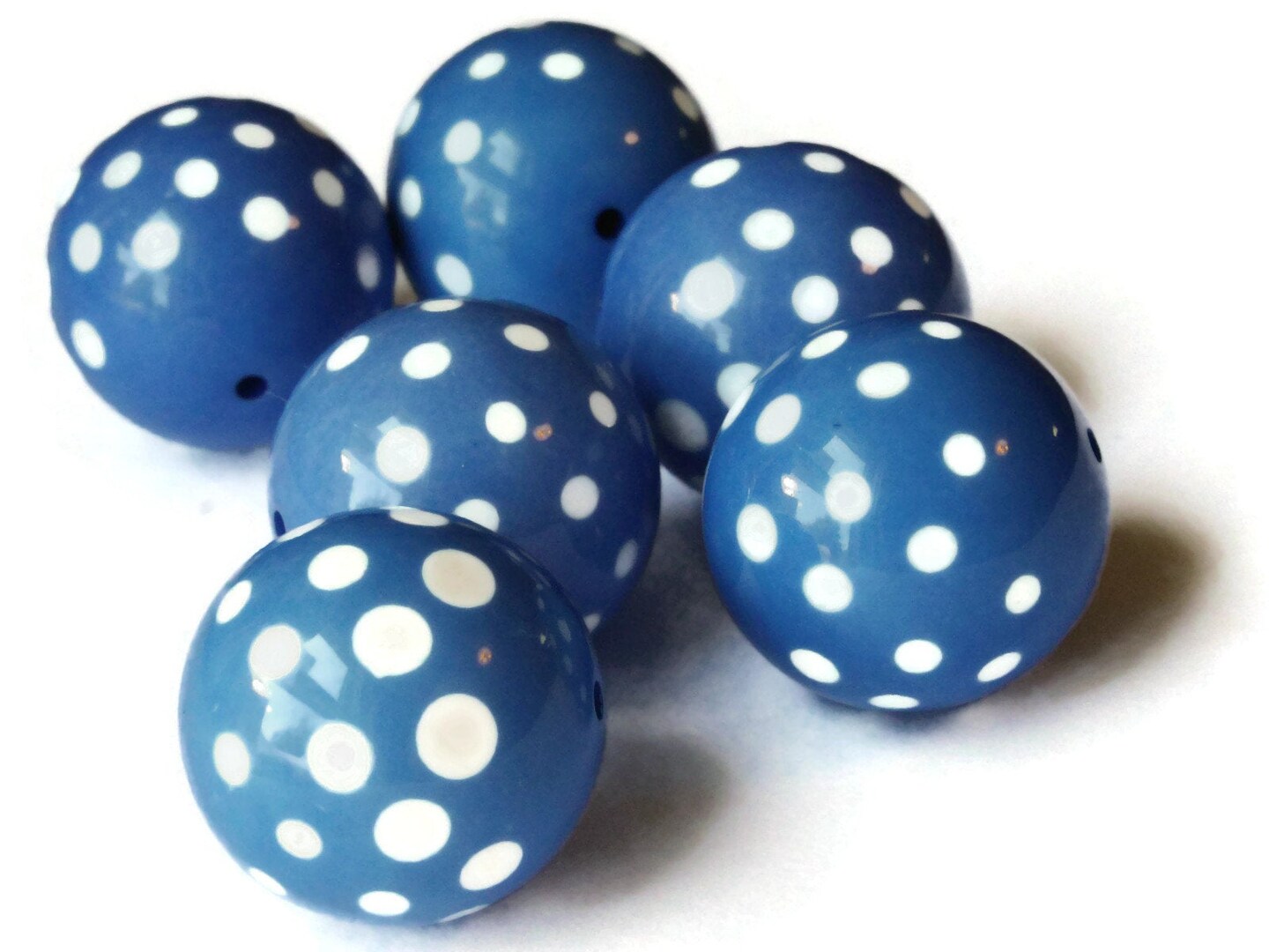 6 22mm Large Round Polka Dot Blue Vintage Lucite Beads by Smileyboy | Michaels