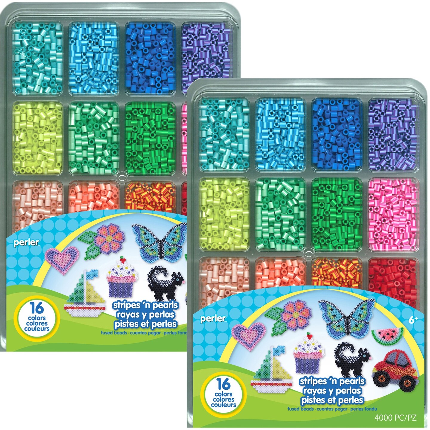Multipack of 2 - Perler Fused Bead Tray 4,000/Pkg-Stripes &#x27;n Pearls