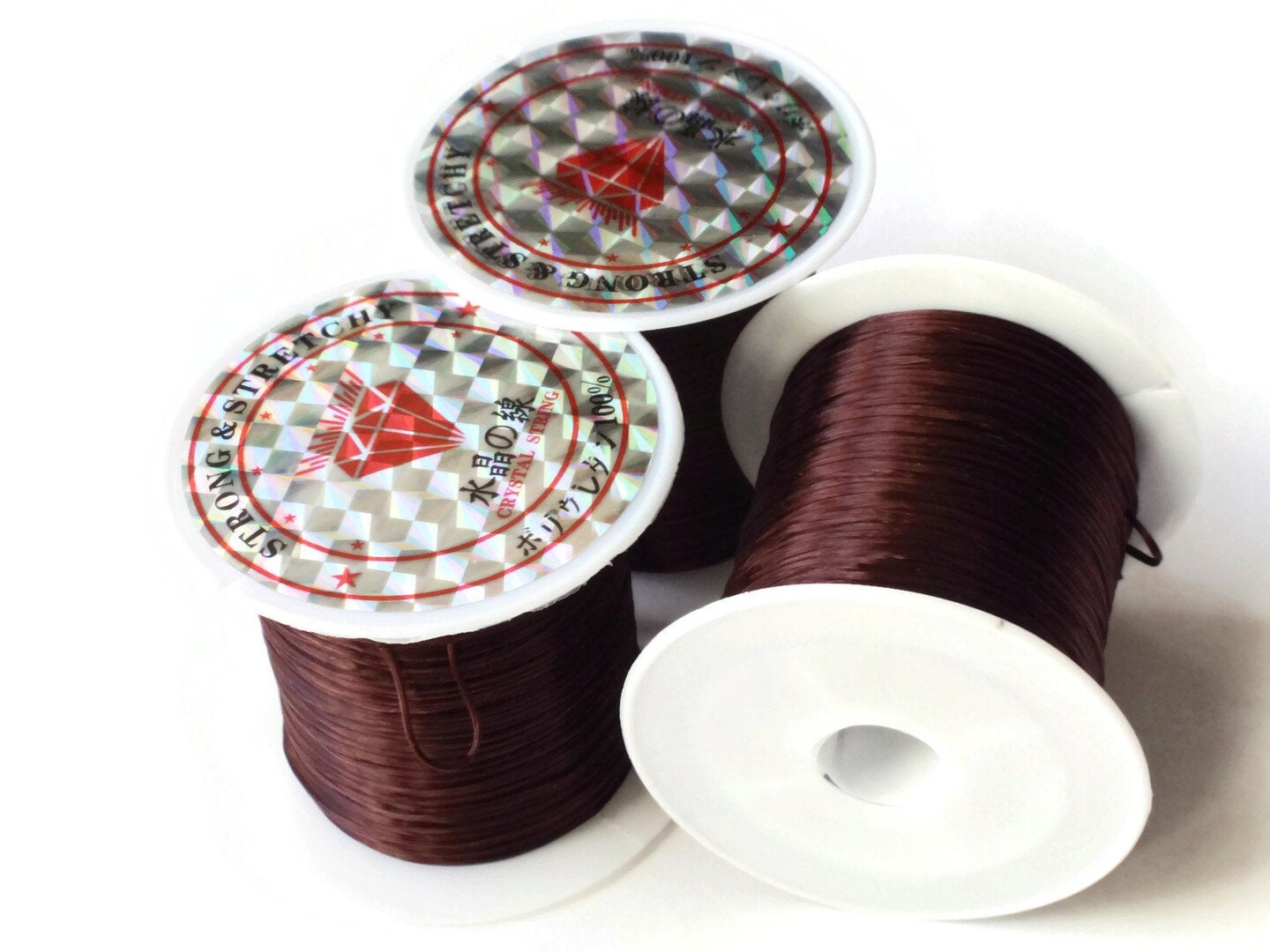 3 Rolls Thread Brown Elastic Cord 0.8mm Brown Elastic Thread 10 Meters per roll