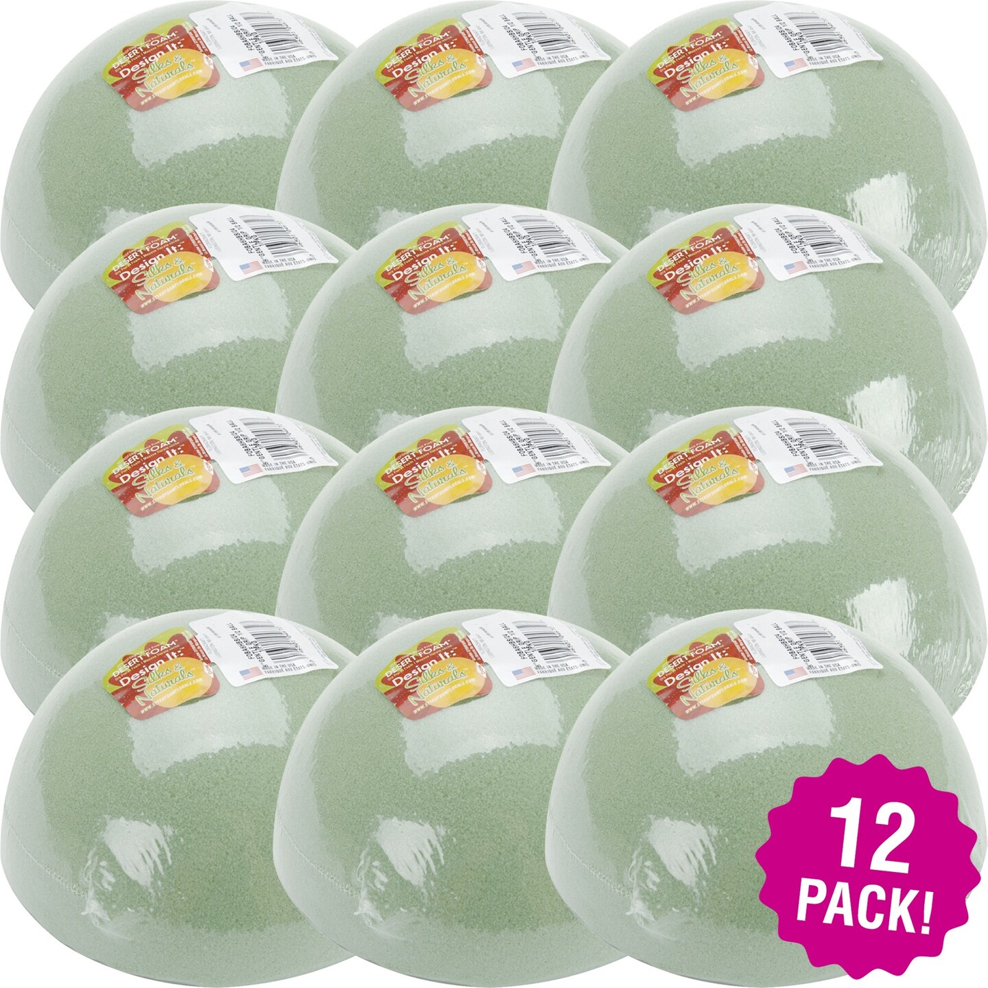 Multipack of 12 - FloraCraft Floral Desert DryFoM Half Ball-2.8"x5.8"