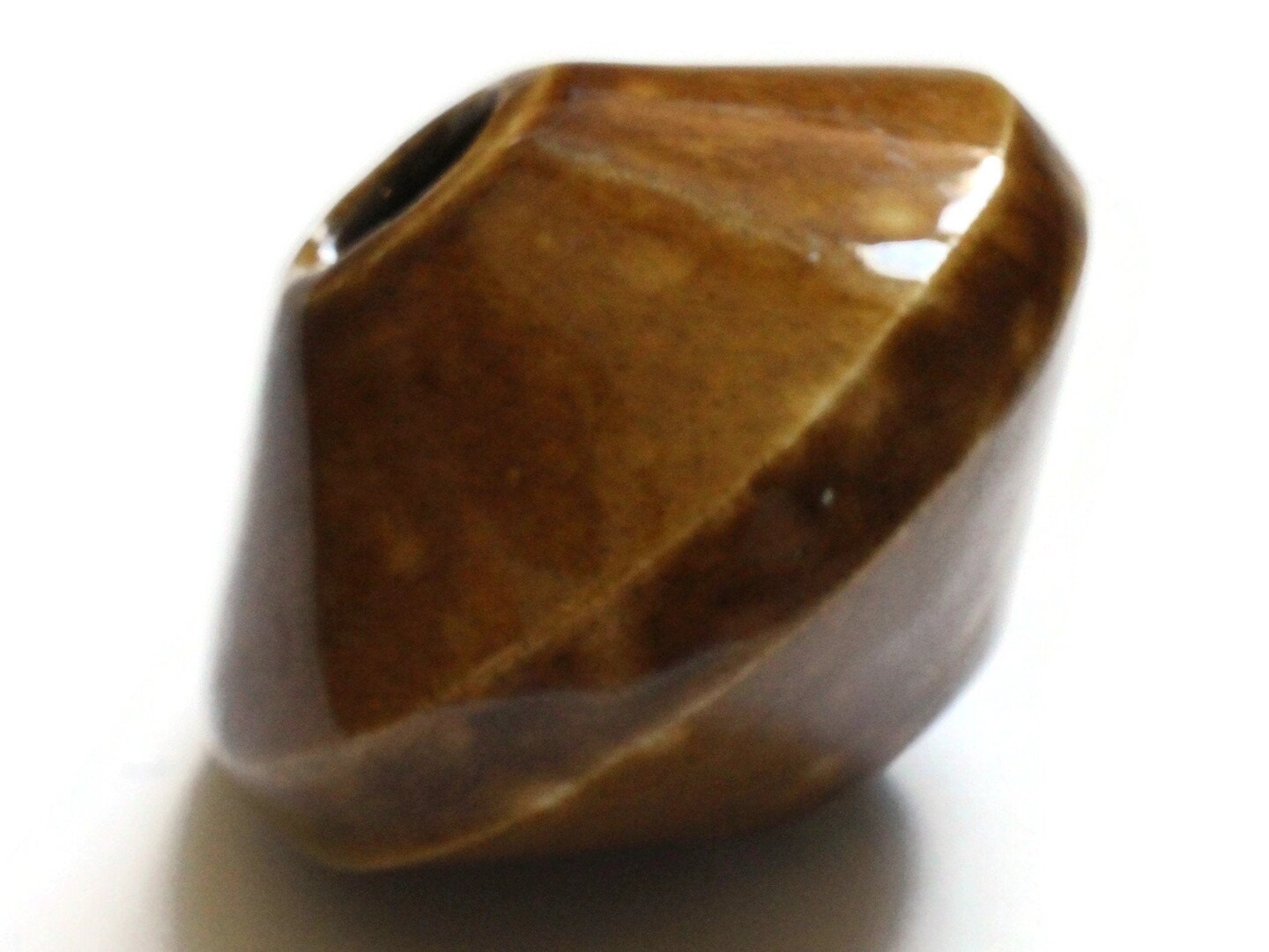 58mm Brown Spotted Saucer Bead Vintage Macrame Ceramic Bead