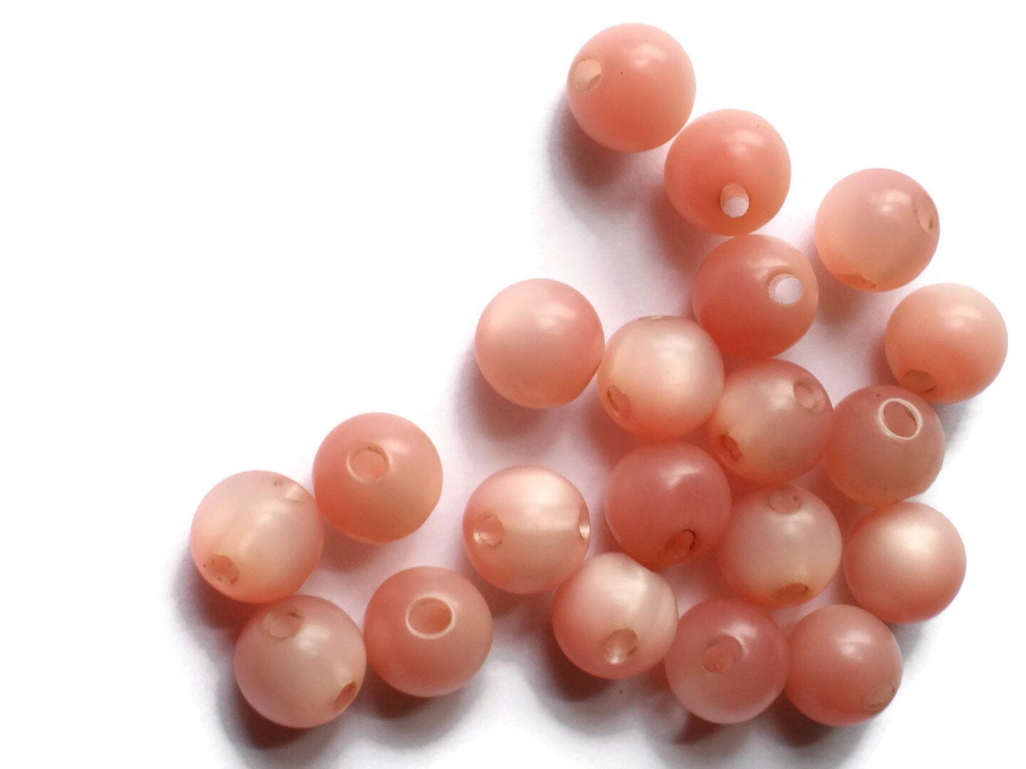 25 8mm 5/16 Inch Pink Ball Buttons Moonglow Lucite Round Buttons Vintage Lucite Button