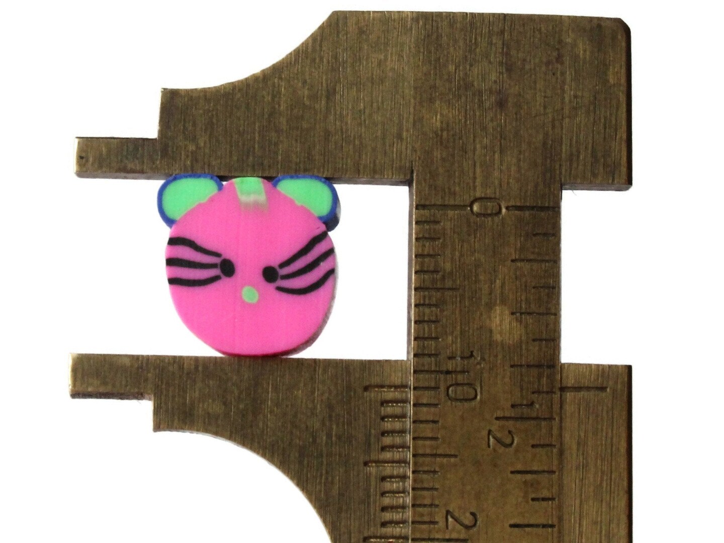 20 Pink Cat Head Beads Cute Polymer Clay Miniature Animals Beads Zoo Beads