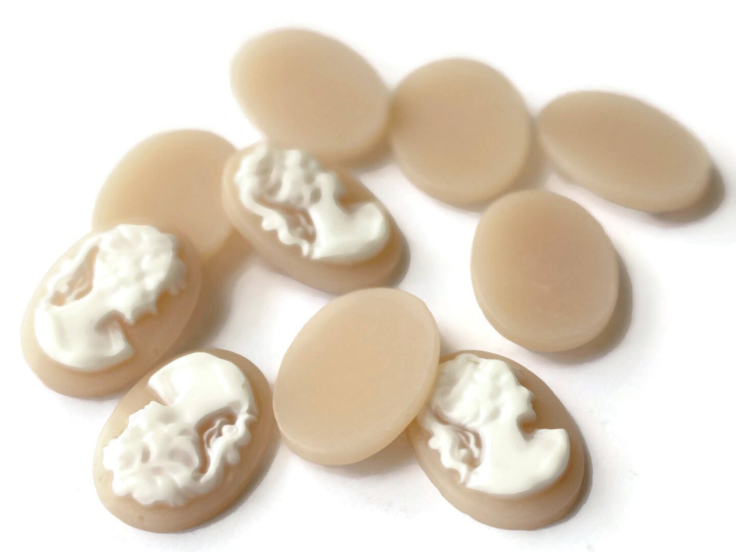 10 18x13mm Peach Cameo Cabochons Resin Greek Cameo Woman's Face Cameo