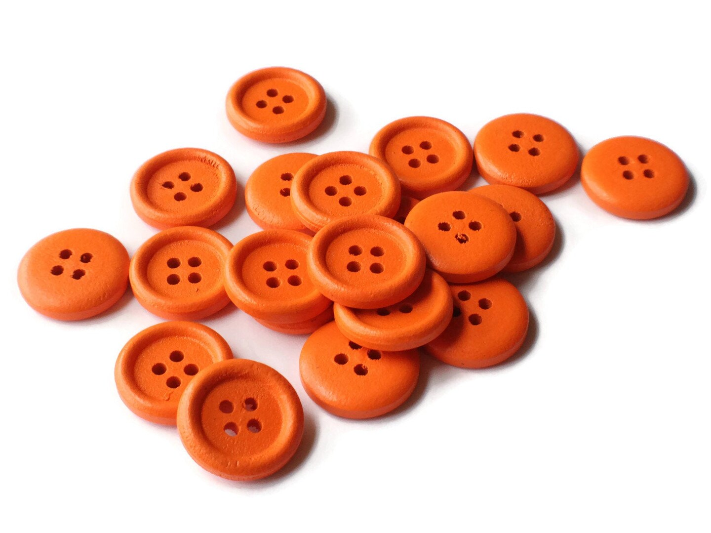 20 18mm Orange Wood 4 Hole Round Buttons Loose Wooden Buttons