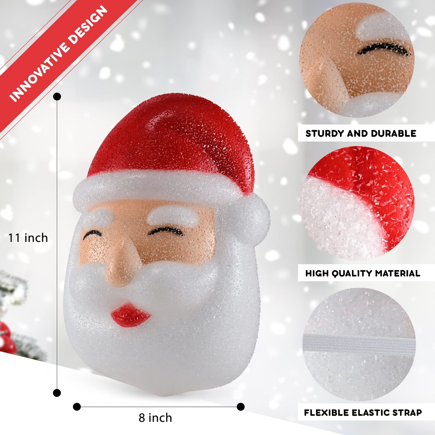 Ornativity Santa Porch Light Cover – Santa Claus Head Outdoor Front Porch Lamp Holiday Decoration Covers - Set of 2