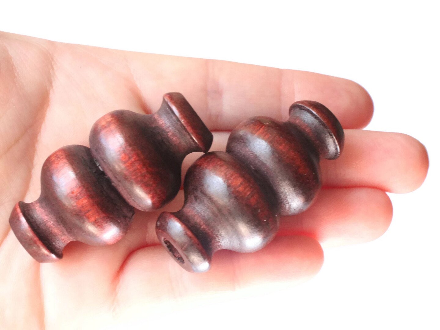50mm Dark Mahogany Brown Large Hole Wood Beads Decorative Tube Beads Vintage Macrame Beads