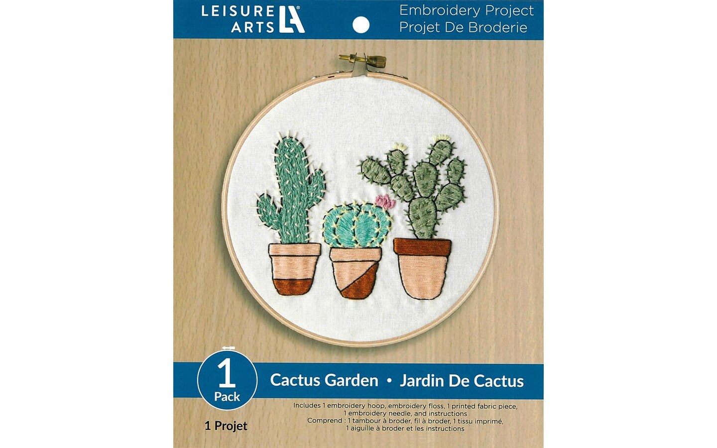 Leisure Arts Embroidery Kit 6 Cactus Garden (French) - embroidery kit for beginners  - embroidery kit for adults - cross stitch kits - cross stitch kits for  beginners - embroidery patterns