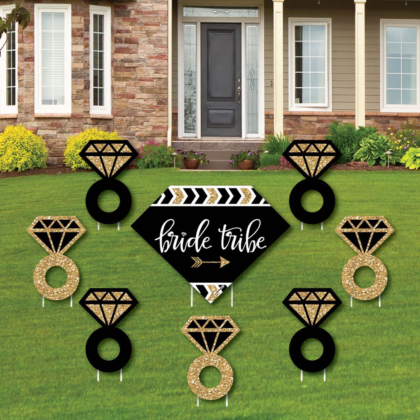 Big Dot of Happiness "Bride Tribe" - Yard Sign & Outdoor Lawn Decorations - Bridal Shower or Bachelorette Party Yard Signs - Set of 8