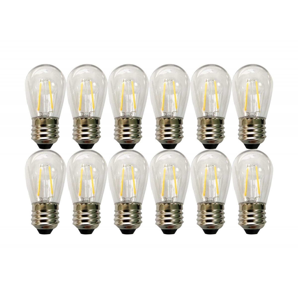 24Ft Outdoor LED String Lights 12W S14 Warm White Bulb w/ 12 Bulbs