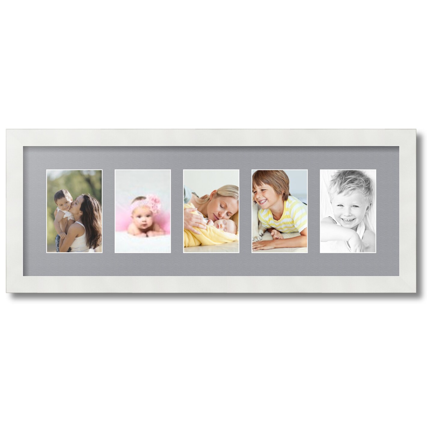 ArtToFrames Collage Photo Picture Frame with 5 - 4x6 inch Openings, Framed in White with Over 62 Mat Color Options and Plexi Glass (CSM-3966-153)