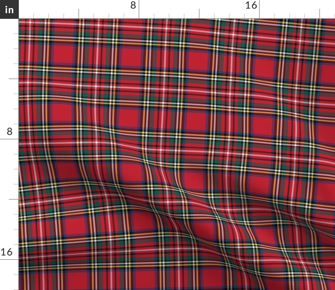 Royal Tartan Style Christmas Plaid Kilt Red Black Green Blue Scottish Custom Printed Fabric by Spoonflower Various Fabrics by the Yard or Fat Quarter