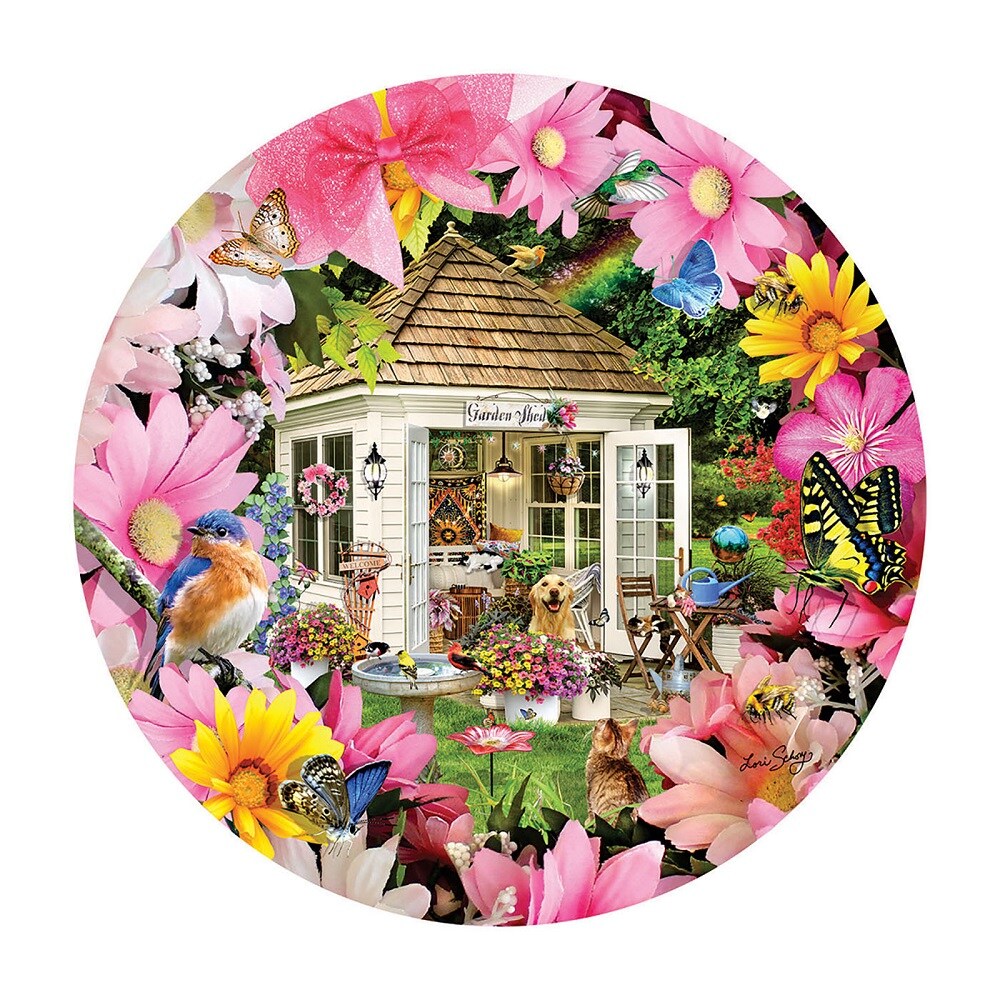 Sunsout Garden Shed in Flower 500 pc Round  Jigsaw Puzzle 35254