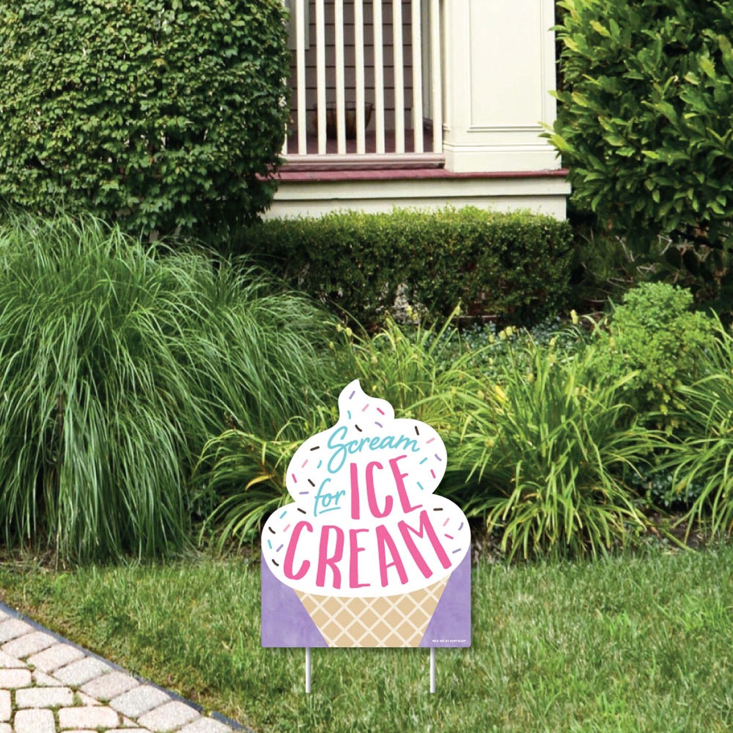 Big Dot of Happiness Scoop Up The Fun - Ice Cream - Outdoor Lawn Sign - Sprinkles Party Yard Sign - 1 Piece