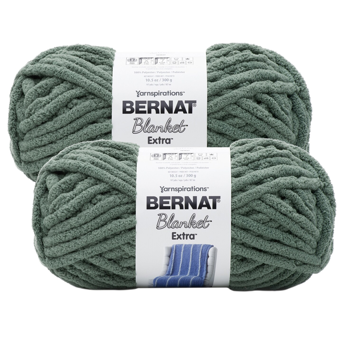 Pack of 2 Bernat Blanket Extra Yarn Smoky Green