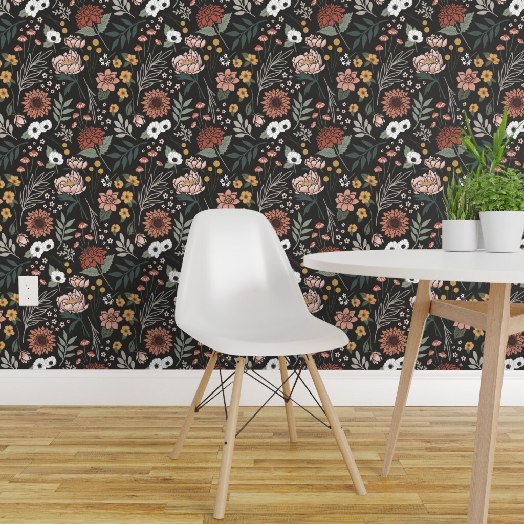 Elegant Modern Leaves Peel and Stick Wallpaper  Simple Shapes