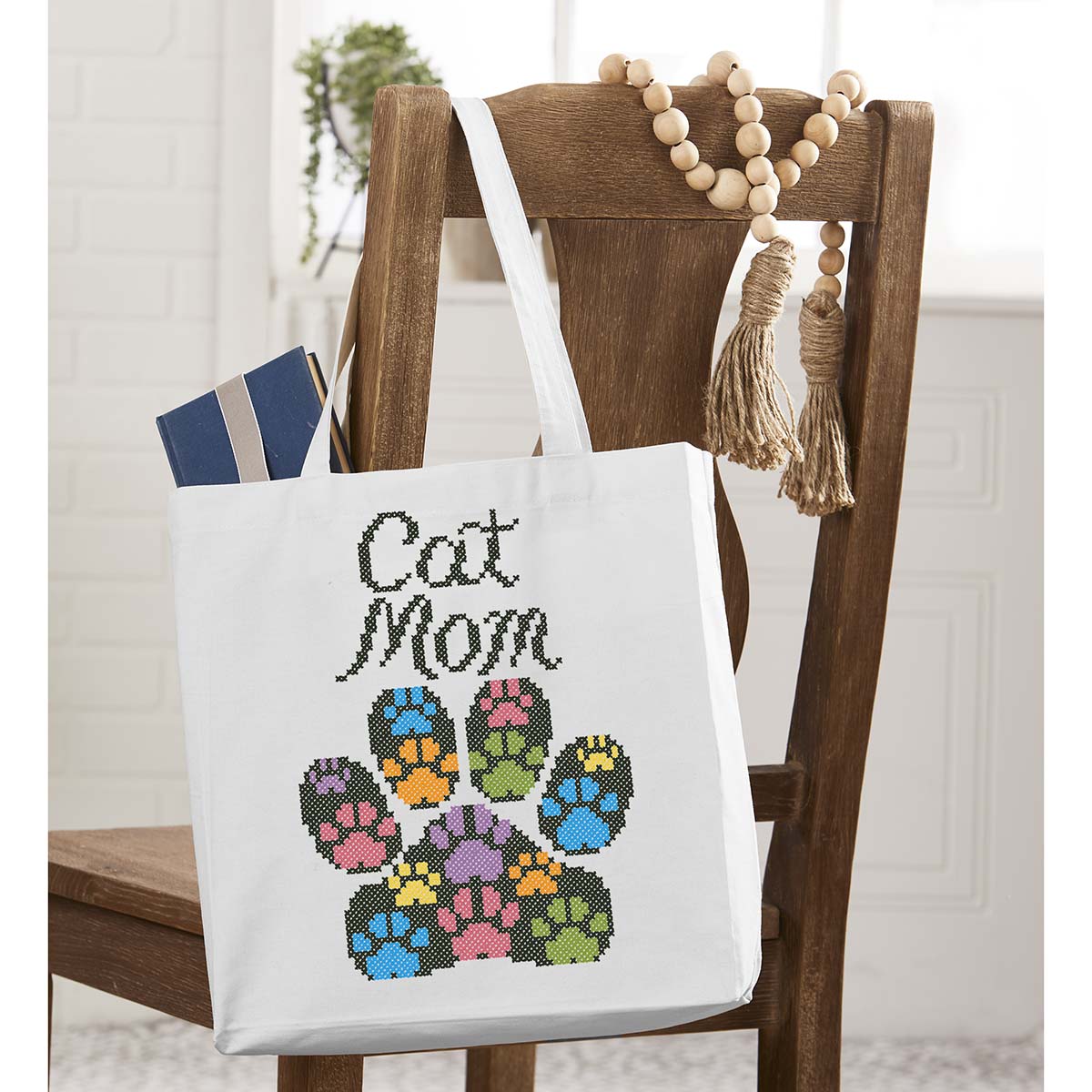 Herrschners Cat Mom Tote Bag Stamped CrossStitch Kit Michaels