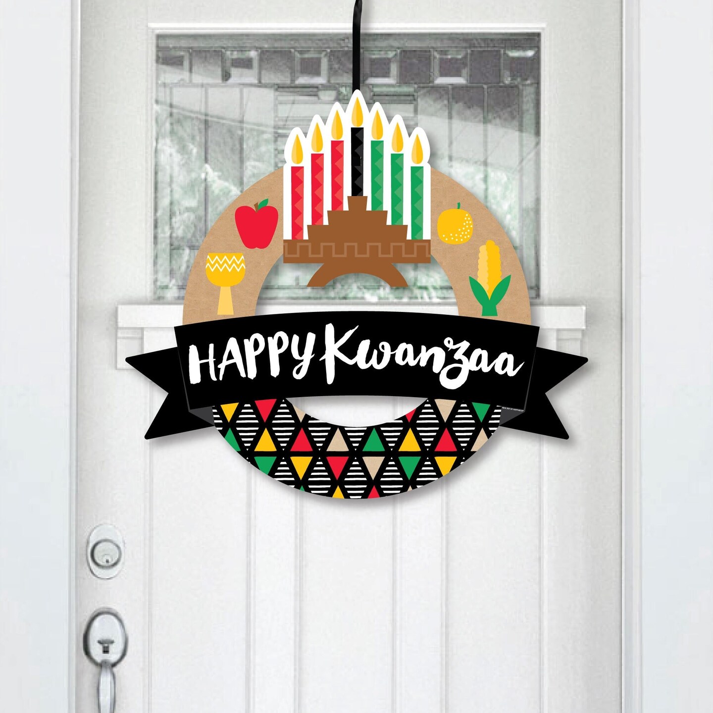 Big Dot of Happiness Happy Kwanzaa - Outdoor Heritage Holiday Party Decor - Front Door Wreath