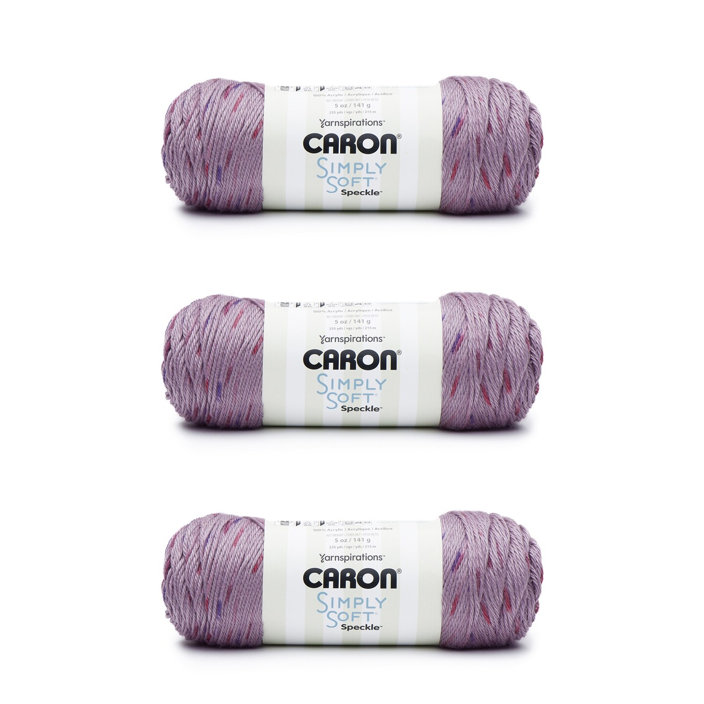 Caron Simply Soft Snapdragon Speckle Yarn - 3 Pack of 141g/5oz - Acrylic - 4 Medium (Worsted) - 235 Yards - Knitting/Crochet